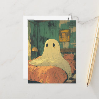 Carte Postale Un fantôme adorable au lit