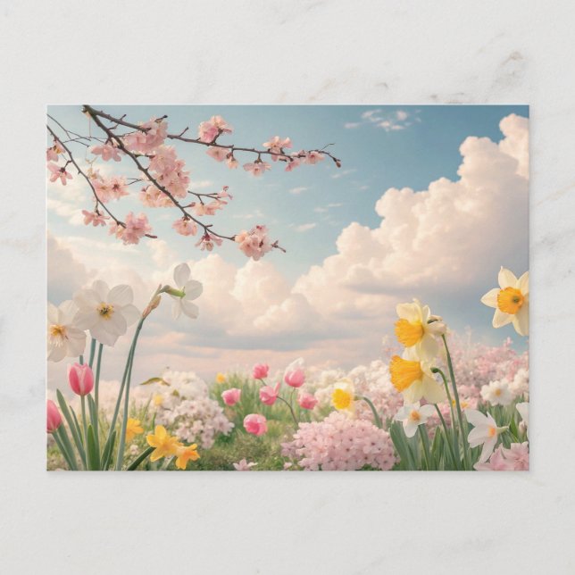 Carte Postale Un fond floral printanier (Devant)