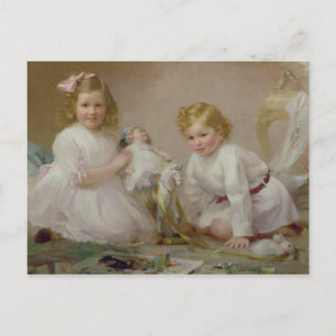 Carte Postale Un frère et une soeur jouent, 1915
