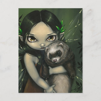 Carte postale "Un furet et sa fée"