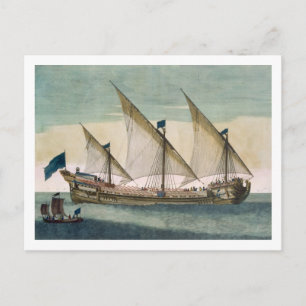 Carte Postale Un Galleass trois-mâté en cours par la voile,