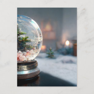 Carte Postale Un globe à neige avec un sapin de Noël