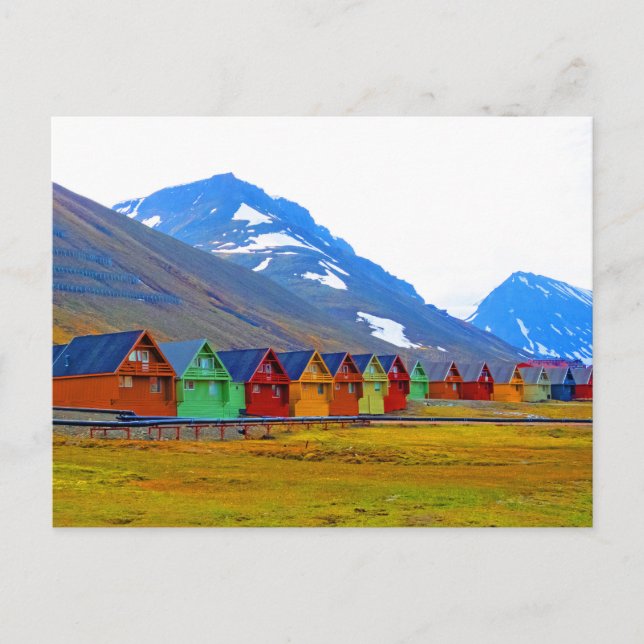Carte Postale Un groupe de maisons à Longyearbyen, Svalbard (Devant)