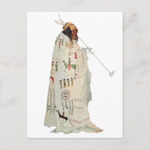 Carte Postale Un guerrier indien avec portrait de tuyau par Karl