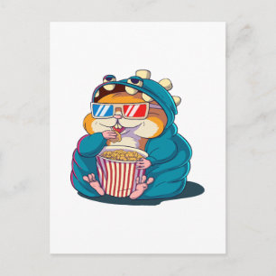 Carte Postale Un hamster drôle portant des lunettes mange du pop