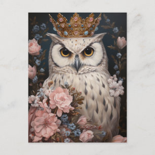 Carte Postale Un hibou avec une couronne