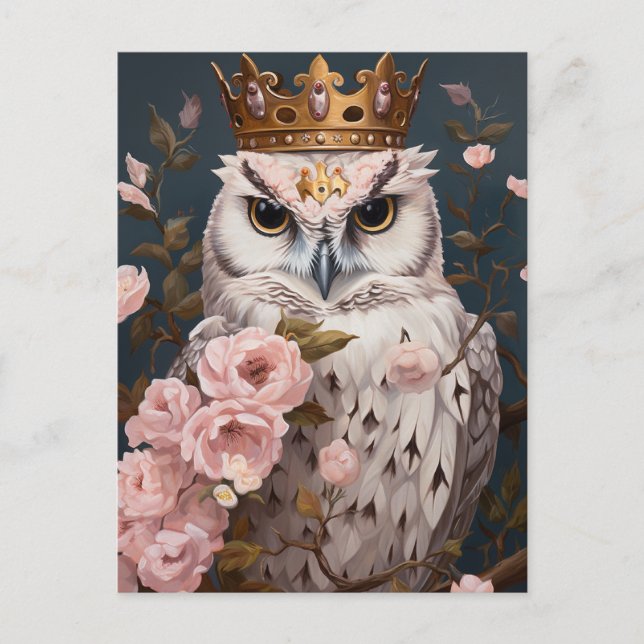 Carte Postale Un hibou avec une couronne (Devant)