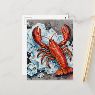 Carte Postale Un homard sauvage en colère du Maine brisant la gl