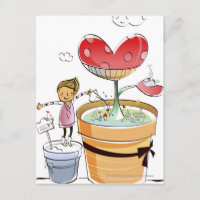Un homme arrose un plante en pots