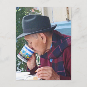 Carte Postale Un homme au Café - Première Coupe de Café
