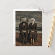 Un homme avec une télévision pour tête et une dame