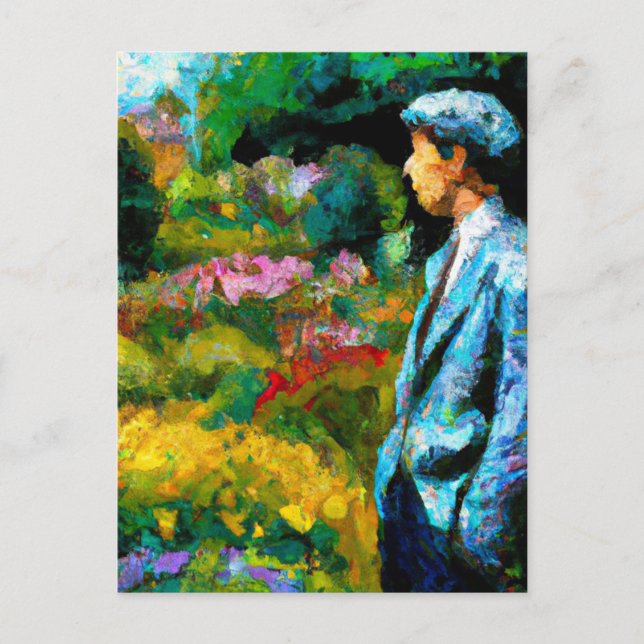 Carte Postale Un homme dans le jardin (Devant)