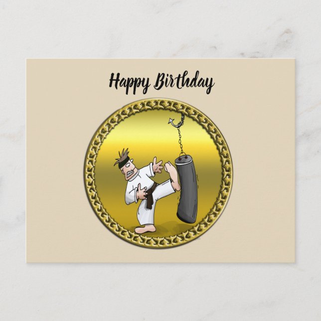 Carte Postale Un homme de karaté de ceinture noire qui donne un  (Devant)