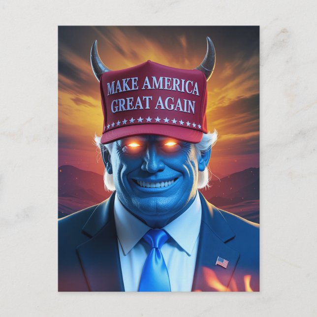 Carte Postale Un homme démon dans un Casquette rouge (Devant)