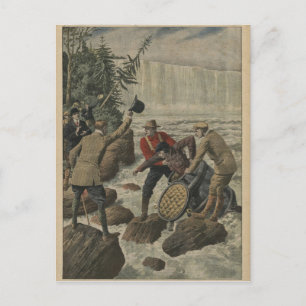 Carte Postale Un homme en baril traversant les chutes du Niagara
