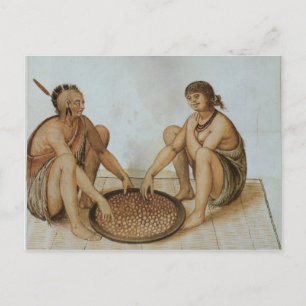 Carte Postale Un homme indien et une femme qui mange