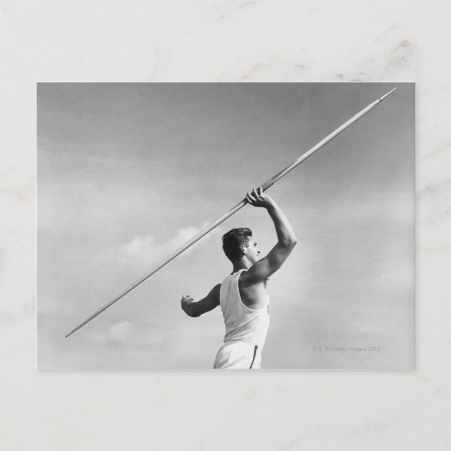 Carte Postale Un homme lance Javelin (Devant)