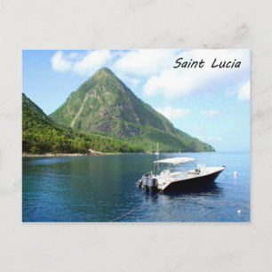 Carte Postale Un hors-bord en face des Pitons à Sainte-Lucie