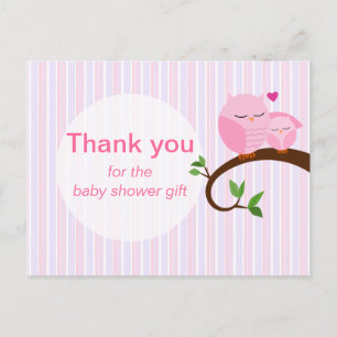 Carte Postale Un Hotte D'Un Merci De Chouette Baby shower Rose