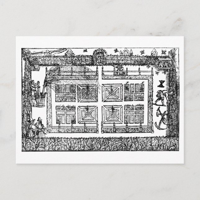 Carte Postale Un jardin, du "Labyrinthe du jardinier", 1577 ( (Devant)