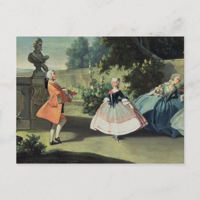 Carte Postale Un jardin ornemental avec une jeune fille dansant  (Devant)