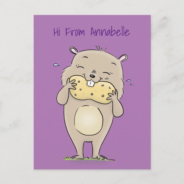 Carte Postale Un joli hamster souriant avec un dessin animé d'ar (Devant)