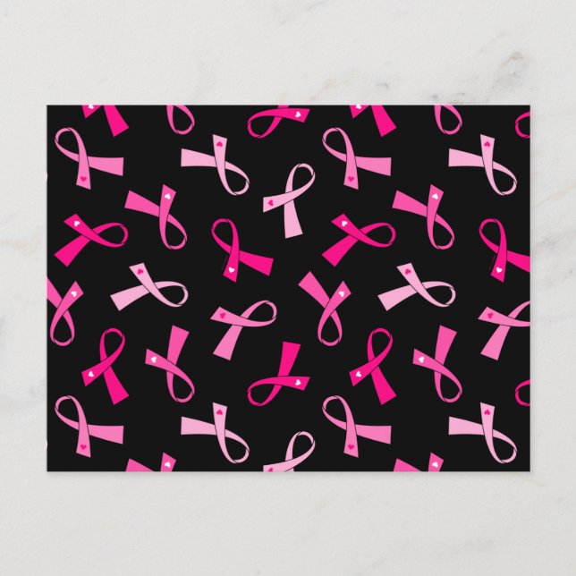 Carte Postale Un joli Motif à ruban pour cancer du sein rose (Devant)
