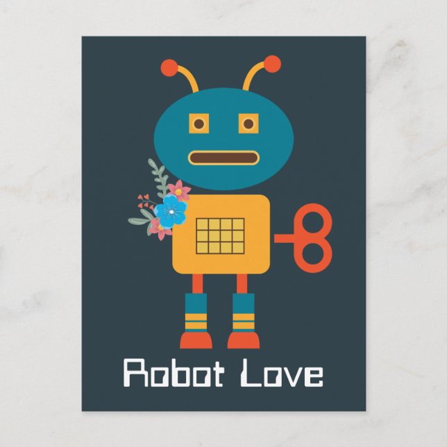 Carte Postale Un joli robot design pour enfants (Devant)