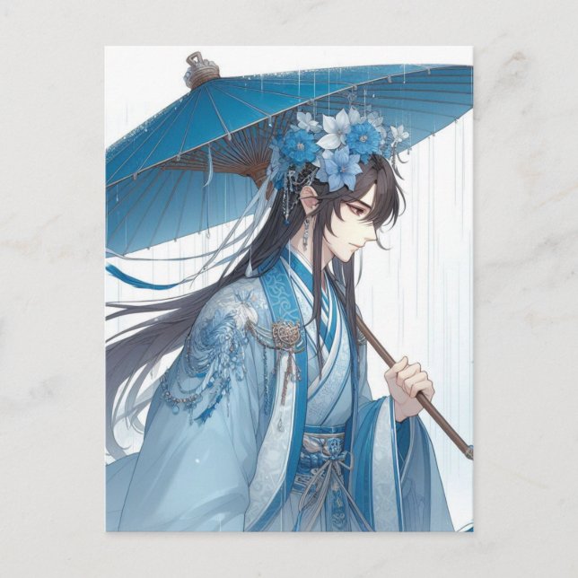 Carte Postale Un Joli Seigneur Chinois (Style Manga Oriental) (Devant)