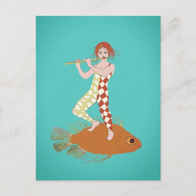 Carte Postale Un joueur de flûte (Devant)