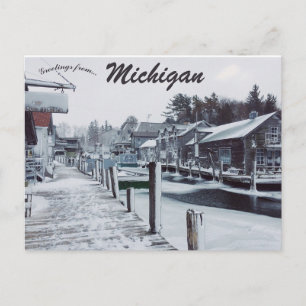 Carte Postale Un jour de neige à Leland Michigan USA