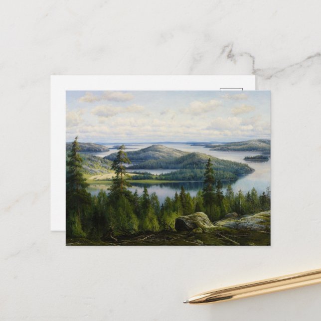 Carte Postale Un jour d'été sur le lac Paijanne, Waenerberg (Devant/Arrière en situation)