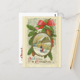 Carte Postale Un joyeux Noël vintage en promenade avec Mère