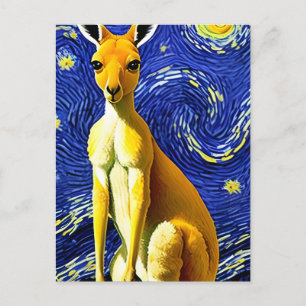 Carte Postale Un kangourou dans La Nuit étoilée