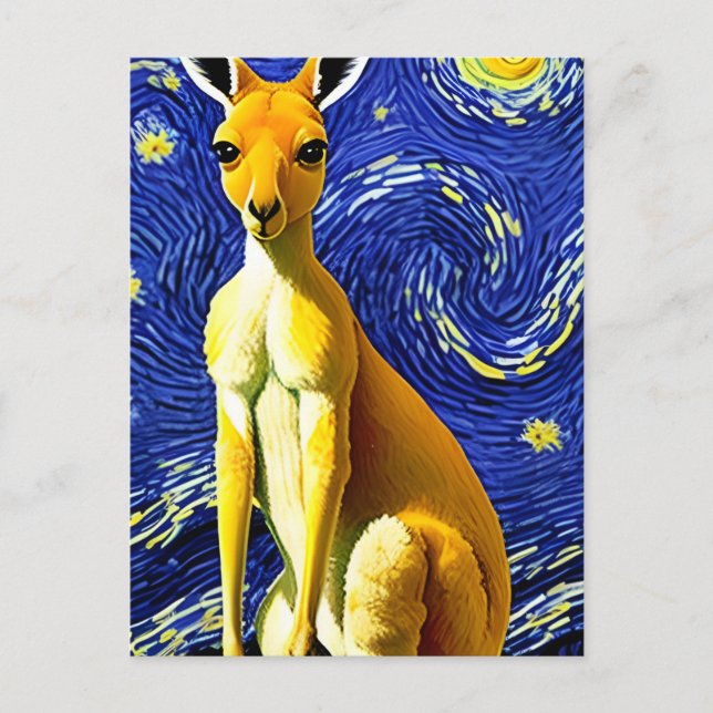 Carte Postale Un kangourou dans La Nuit étoilée (Devant)