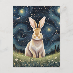 Carte Postale Un lapin dans la Nuit étoilée