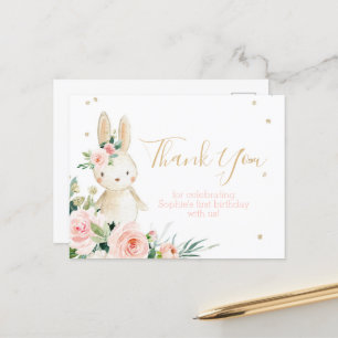 Carte Postale Un lapin devient un premier Merci d'anniversaire