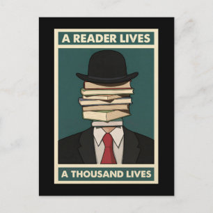 Carte Postale Un lecteur vit mille vies Sagesse bibliophile
