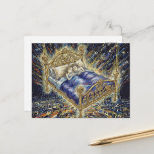 Carte Postale Un lit magique au-dessus d'un fantasme de ville co