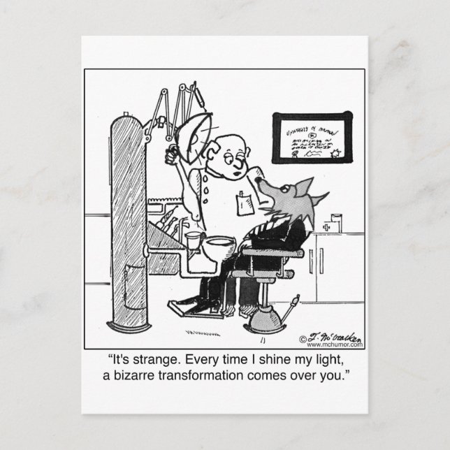 Carte Postale Un loup-garou chez le dentiste (Devant)