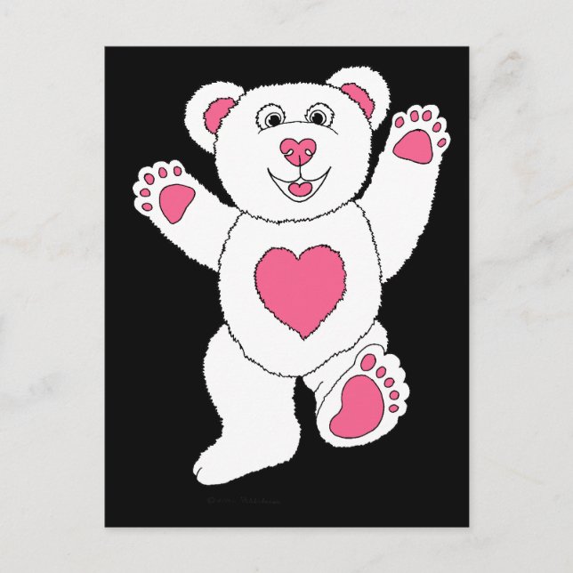 Carte Postale Un Lucky Teddy (rose) (Devant)