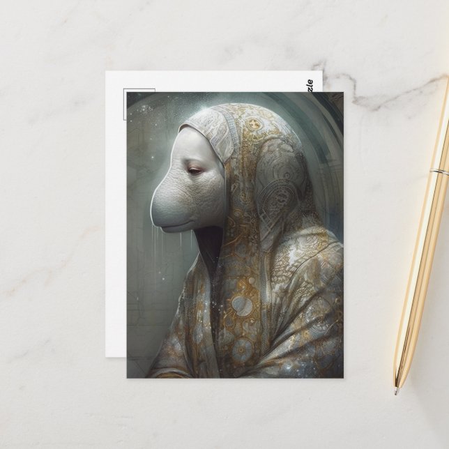 Carte Postale Un Manat en Robes (Devant/Arrière en situation)