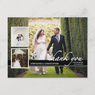Carte Postale Un Mariage photo chic sans temps trois Merci