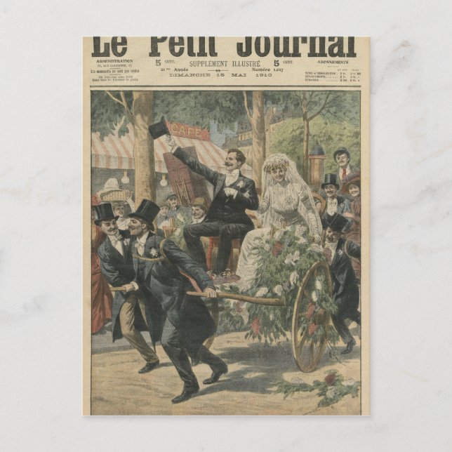 Carte Postale Un mariage sur un chariot à main (Devant)