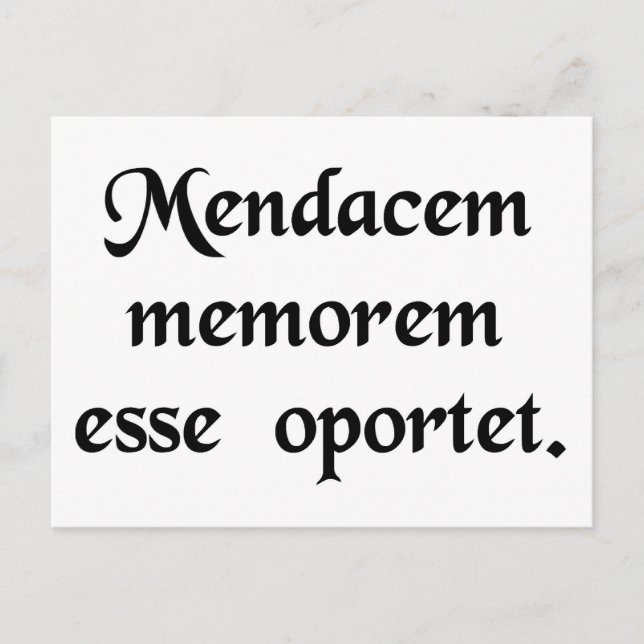 Carte Postale Un menteur a besoin d'une bonne mémoire. (Devant)