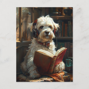 Carte Postale Un Mignon Chien Laissant Un Livre