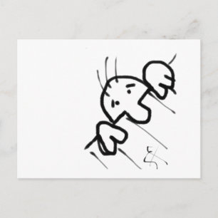 Carte Postale Un mignon homme en caricature qui regarde au-dessu