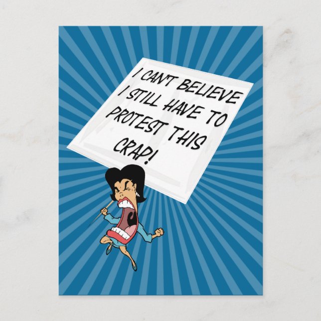 Carte Postale Un militant en colère avec un signe de protestatio (Devant)