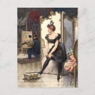 Carte Postale Un modèle qui fixe sa jarre dans un studio d'artis