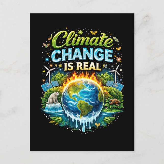 Carte Postale Un monde qui se réchauffe (Devant)